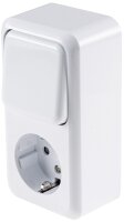 FASKO Kombi Steckdose Schalter, AP, Wei&szlig; - 250V~, Aufputz, Schraubanschluss