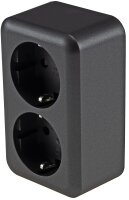 FASKO Doppel-Steckdose, AP, Anthrazit - 250V~/ 16A,...