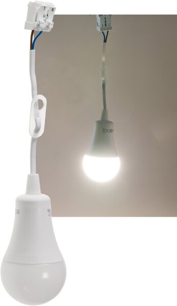 Baustellen-Leuchte A60 mit 15cm Kabel - 12W, 1130lm, 4000K neutralwei&szlig;