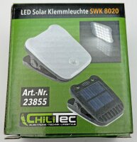 LED Solar Klemmleuchte "SWK 8020" - PIR Bewegungsmelder, 25 LEDs, IP44