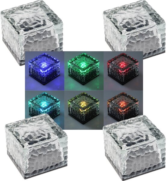 Solar Dekosteine IP65, 4er Set - mit D&auml;mmerungssensor, RGB