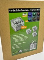 Solar Dekosteine IP65, 4er Set - mit D&auml;mmerungssensor, RGB