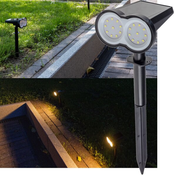LED Solar Gartenstrahler mit Erdspie&szlig; - 80lm, D&auml;mmerungssensor, IP65