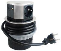 Schreibtisch-Einbausteckdose 3x +USB A+C - versenkbar,...