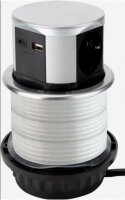 Schreibtisch-Einbausteckdose 3x +USB A+C - versenkbar,...