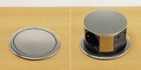 Schreibtisch-Einbausteckdose 3x +USB A+C - versenkbar, Edelstahl-Ausf&uuml;hrung, rund