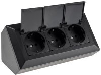 3-fach Steckdosenblock, schwarz - 250V~/ 16A,...