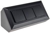 3-fach Steckdosenblock, schwarz - 250V~/ 16A,...