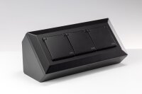 3-fach Steckdosenblock, schwarz - 250V~/ 16A, Aufbaumontage mit Klappen