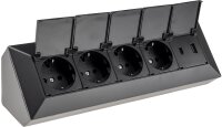 4-fach Steckdosenblock, USB-A+C, schwarz - 250V~/ 16A,...