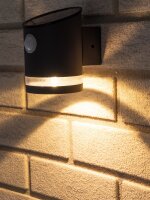 LED Solar Wandleuchte "SWL 119-A" - PIR Bewegungsmelder, IP44, anthrazit
