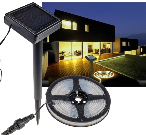 LED Solar LED-Stripe 3m, warmwei&szlig; 3000K - IP44, D&auml;mmerungssensor