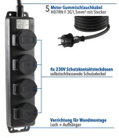 Gartensteckdosenleiste f&uuml;r Au&szlig;en, 4-fach -...