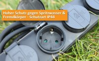 Gartensteckdosenleiste f&uuml;r Au&szlig;en, 4-fach - IP44, H07RN-F 3G1,5mm&sup2;, Zuleitung 5m