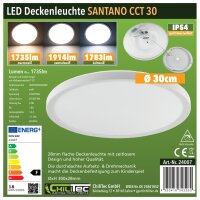 LED Deckenleuchte "Santano FR-30 CCT" - IP54, &Oslash; 30cm, 18W, CCT 3000-6000k