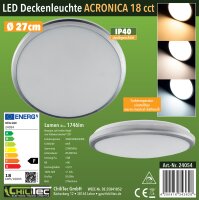 LED Deckenleuchte "Acronica 18 CCT" - &Oslash; 27cm, 18W, 1700lm, IP40