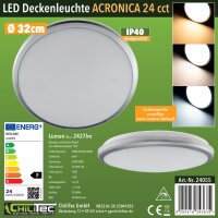 LED Deckenleuchte "Acronica 24 CCT" - &Oslash; 32cm, 24W, 2400lm, IP40