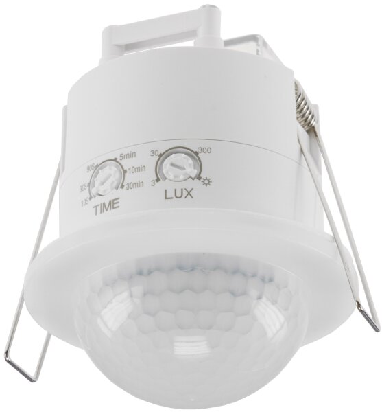 Decken-Einbau Bewegungsmelder 360&deg; IP54 - PIR, mit Pr&auml;senzfunktion, 20m Detektion