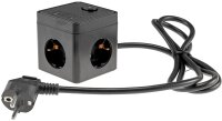 Steckdosen-W&uuml;rfel mit USB-Ladebuchsen - USB-A...