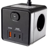 Steckdosen-W&uuml;rfel mit USB-Ladebuchsen - USB-A...