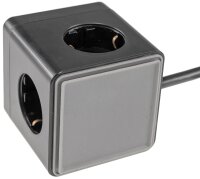 Steckdosen-W&uuml;rfel mit USB-Ladebuchsen - USB-A /USB-C,3-fach, 1,5m Kabel, schwarz