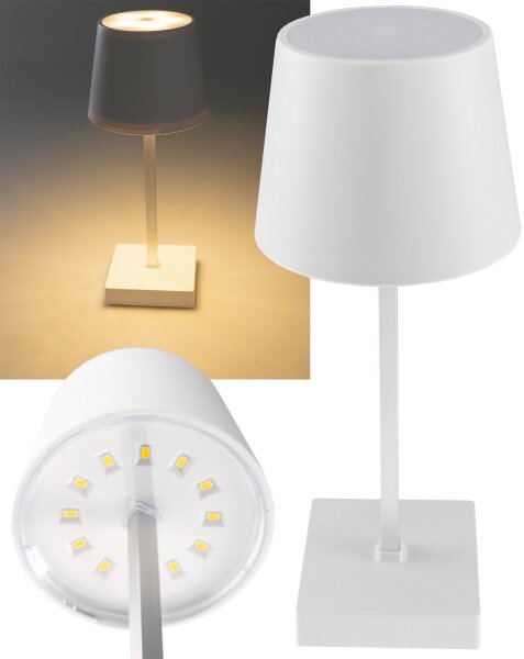 LED Akku Tischleuchte 26cm, dimmbar - USB-C, 160Lumen, 1200mAh, 3000k, Wei&szlig;