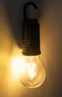 Solar LED Gl&uuml;hlampe mit Akku "CT-KL3" - mit Haken / Karabiner, 3000k / Warmwei&szlig;