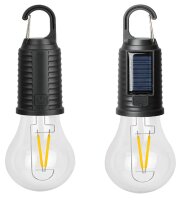 Solar LED Gl&uuml;hlampe mit Akku "CT-KL3" - mit Haken / Karabiner, 3000k / Warmwei&szlig;