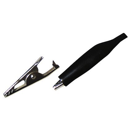 Krokodilklemme, 33 mm, schwarz, Aufschub-Isolierung