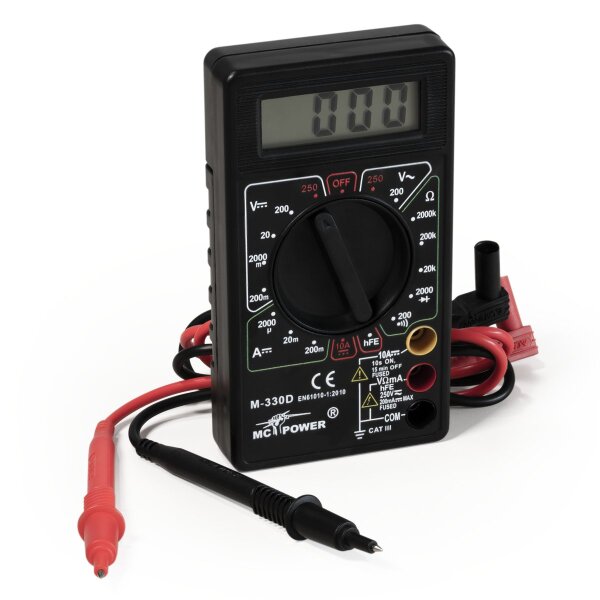 Digitalmultimeter McPower M-330D schwarz, 3&frac12;-stellig, akustischer Durchgangspr&uuml;fer