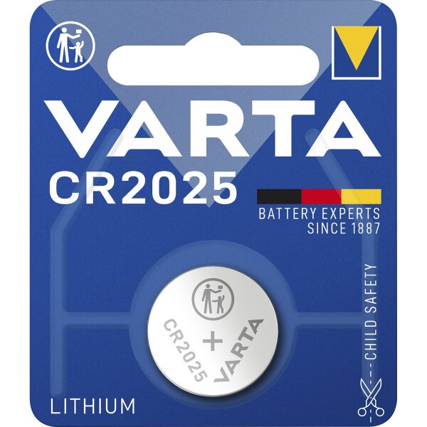 Lithium-Knopfzelle VARTA Electronics, CR 2025, 170mAh, 3V, 1er-Blister