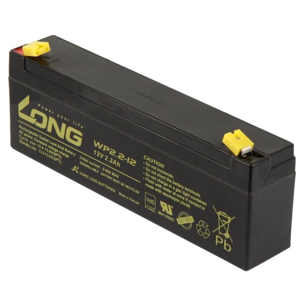 Bleiakku KUNG LONG WP2,2-12 12V/2,2Ah, VdS, 178x34x60mm, 1,06kg