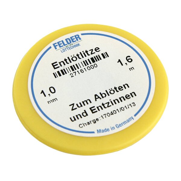 Entl&ouml;tlitze FELDER, 1,0mm, mit halogenfreiem Flussmittel getr&auml;nkte Kupferlitze, 1,60m Spule