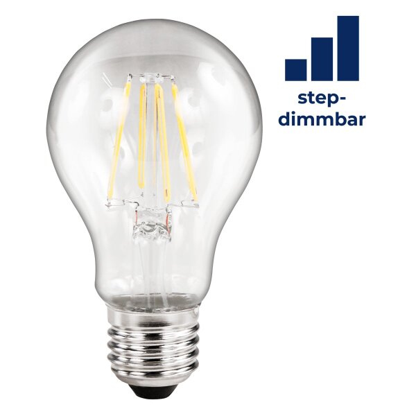 LED Filament Gl&uuml;hlampe McShine Filed, E27, 6W, 620lm, warmwei&szlig;, step-dimmbar