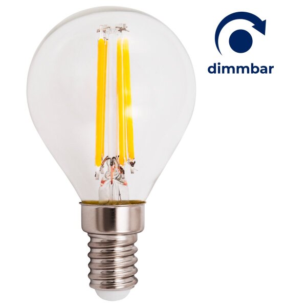 LED Filament Tropfenlampe McShine Filed E14, 6W, 600lm, warmwei&szlig;, dimmbar