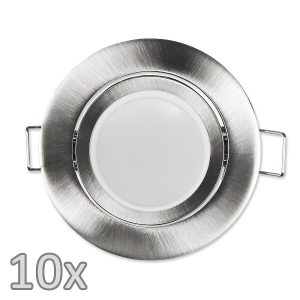 Einbauleuchten-Set McShine, 10xRahmen, 10xLED-Modul, 7W, 608lm, 230V, Edelstahl