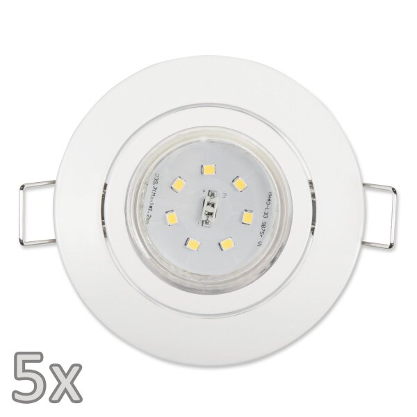 Einbauleuchten-Set McShine, 5xRahmen, 5xLED-Strahler,  GU10, 3W, 300 lm, wei&szlig;