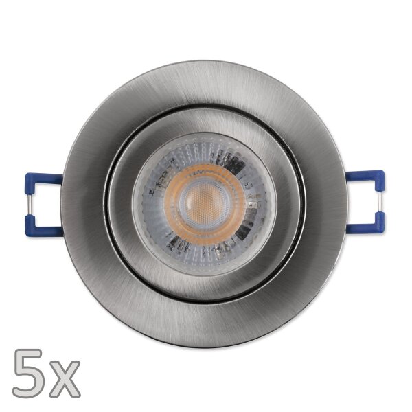 Einbauleuchten-Set McShine, 5xRahmen, 5xLED-Modul, 5W, 400lm, 230V, Edelstahl