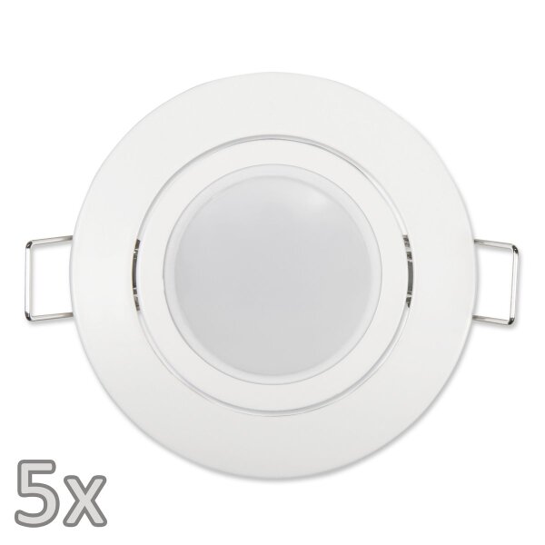 Einbauleuchten-Set McShine, 5xRahmen, 5xLED-Modul, 5W, 440lm, 230V, wei&szlig;,