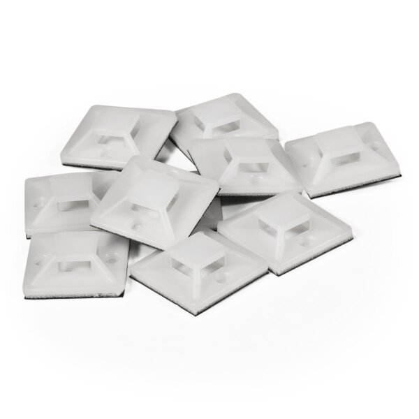 Kabelsockel McPower f&uuml;r Kabelbinder 25x25mm, selbstklebend, 10er-Pack