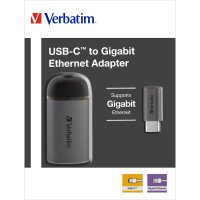 Adapter USB-C auf RJ45 Gigabit von Verbatim, 10cm Kabel,...