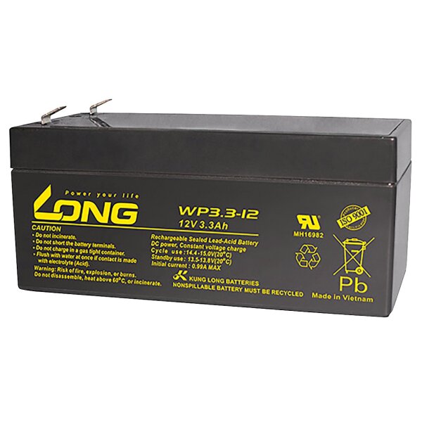 Bleiakku KUNG LONG WP3,3-12, 12V, 3,3Ah, 134x67x59,5mm