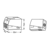 2-Leiter-Leuchtenklemme WAGO, f&uuml;r eindr&auml;htige Leiter, 3 Klemmstellen, wei&szlig;
