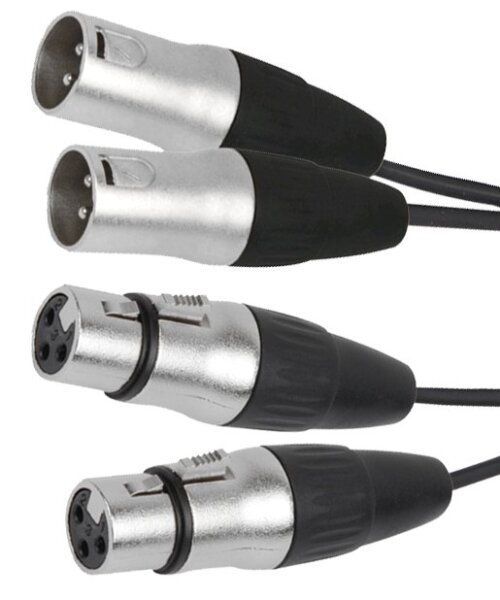 Hochwertiges Verbindungskabel BST XLRM-XLRF-1.5X2 1m, 2x XLR Stecker u. Buchse
