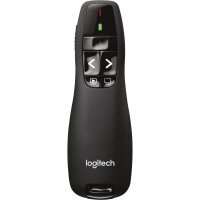 Presenter Logitech R400, USB, Laser, schwarz, kabellos