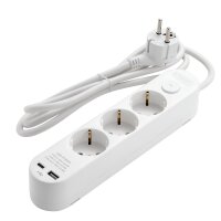 Steckdosenleiste McPower HK3 3-fach, USB-C mit PD 20W,...