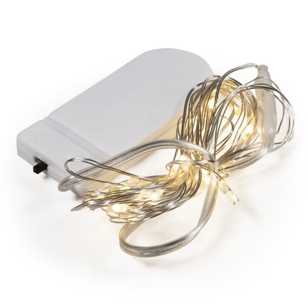 LED Draht-Lichterkette McShine Micro 20 LEDs, warmwei&szlig;, Batteriebetrieb