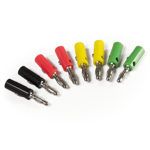 Bananenstecker-Set McPower, 4mm, Querloch, Druckfeder, 4 Farben, 8-teilig
