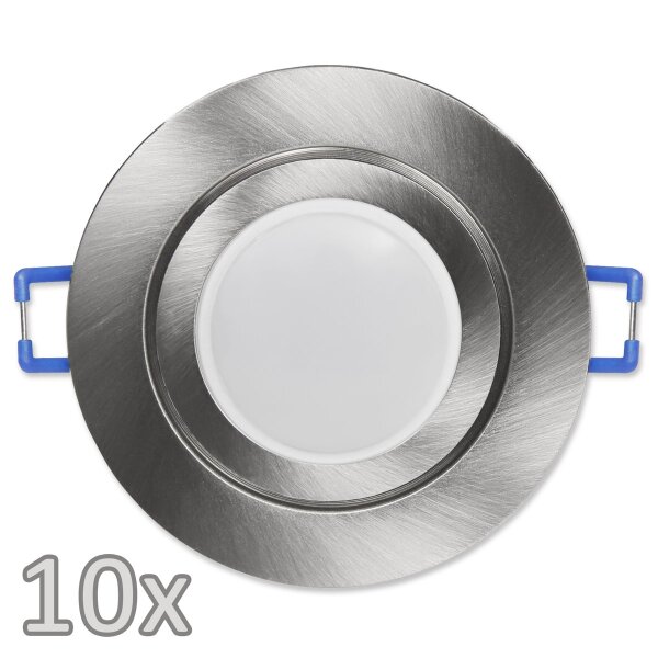 Einbauleuchten-Set McShine, 10xRahmen, 10xLED-Modul, 5W, 440lm, 230V, Edelstahl