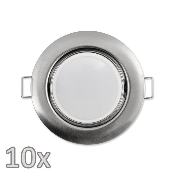 Einbauleuchten-Set McShine, 10xRahmen, 10xLED-Modul, 7W, 608lm, 230V, Edelstahl,